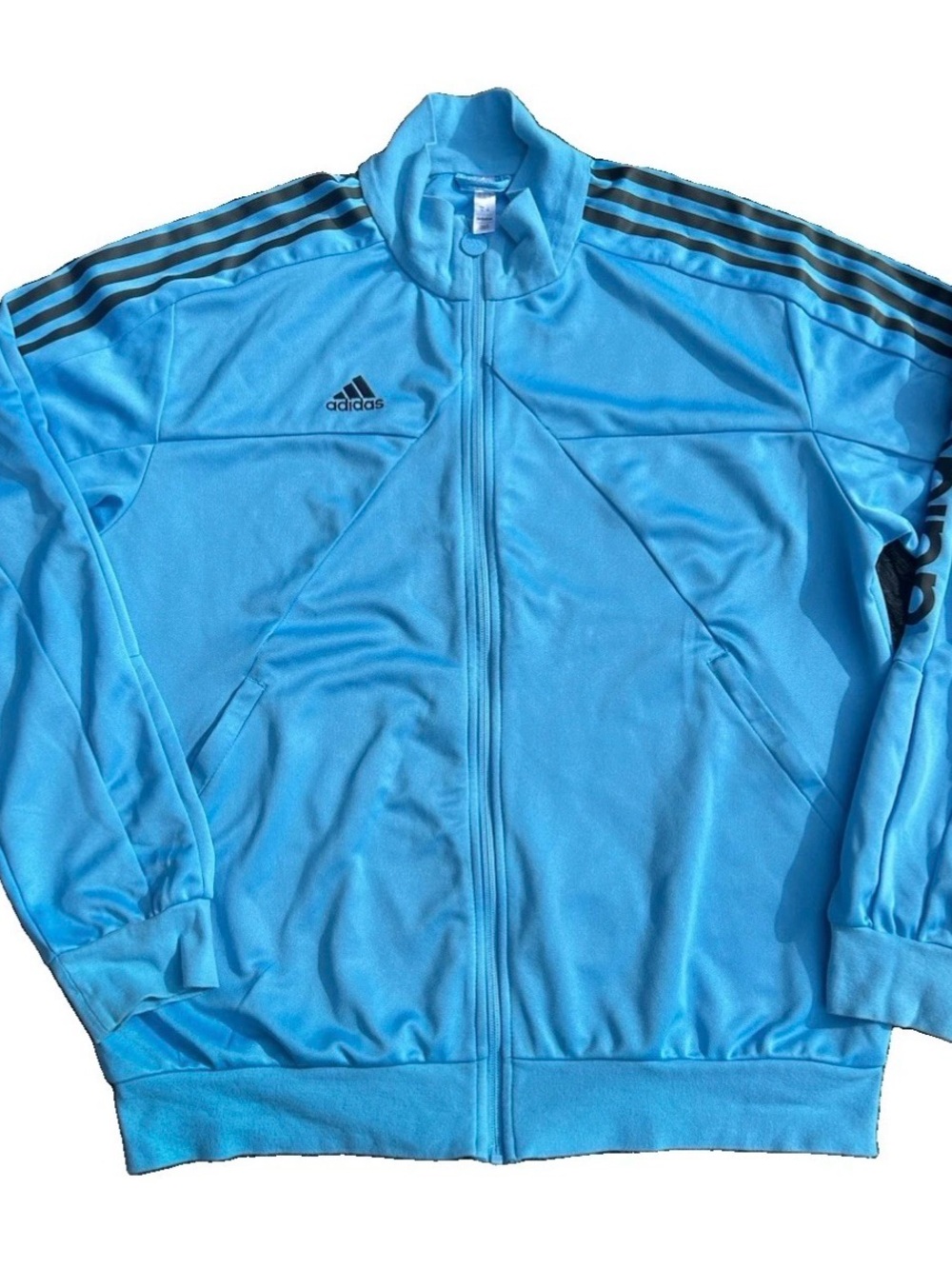 Adidas Men’s Sky Blue Track Jacket with Black Stripes